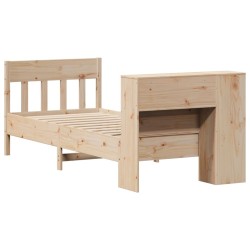 Lit bibliothèque sans matelas 90x200 cm bois de pin massif 