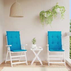 Coussins de chaise de jardin à dossier haut lot de 2 bleu tissu 