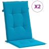 Coussins de chaise de jardin à dossier haut lot de 2 bleu tissu 
