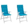 Coussins de chaise de jardin à dossier haut lot de 2 bleu tissu 