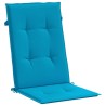 Coussins de chaise de jardin à dossier haut lot de 2 bleu tissu 