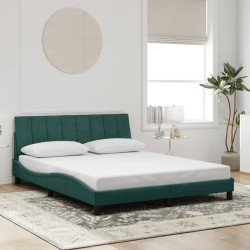 Cadre de lit sans matelas vert foncé 160x200 cm velours 