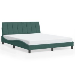 Cadre de lit sans matelas vert foncé 160x200 cm velours 