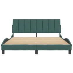 Cadre de lit sans matelas vert foncé 160x200 cm velours 