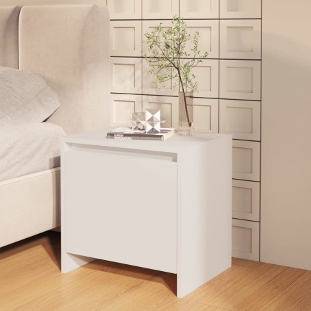 Table de chevet blanc 45x34x44,5 cm bois d’ingénierie 