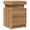 Table de chevet avec LED chêne artisanal bois d'ingénierie 