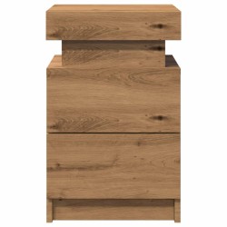 Table de chevet avec LED chêne artisanal bois d'ingénierie 