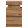 Table de chevet avec LED chêne artisanal bois d'ingénierie 