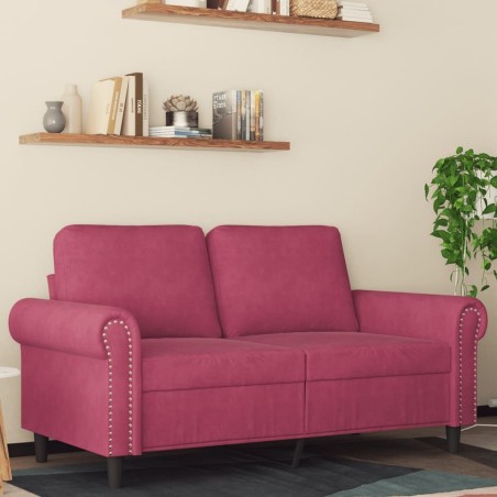 Canapé à 2 places Rouge bordeaux 120 cm Velours 
