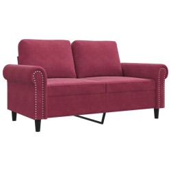 Canapé à 2 places Rouge bordeaux 120 cm Velours 