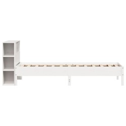 Lit bibliothèque sans matelas blanc 75x190cm bois de pin massif 