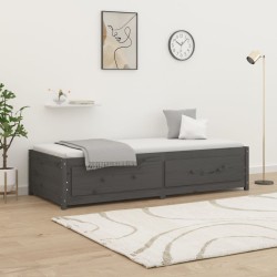 Lit de jour sans matelas gris 90x190 cm bois de pin massif 