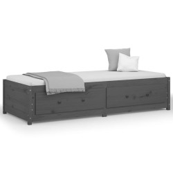 Lit de jour sans matelas gris 90x190 cm bois de pin massif 