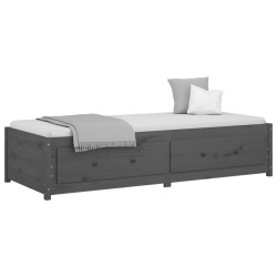 Lit de jour sans matelas gris 90x190 cm bois de pin massif 