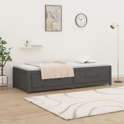 Lit de jour sans matelas gris 90x190 cm bois de pin massif 