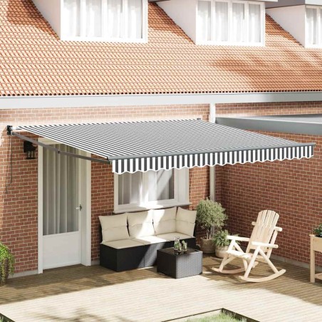 Auvent rétractable anthracite et blanc 4x3 m tissu et aluminium 