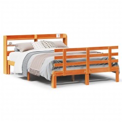 Cadre de lit et tête de lit sans matelas cire marron 120x200 cm 
