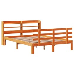 Cadre de lit et tête de lit sans matelas cire marron 120x200 cm 