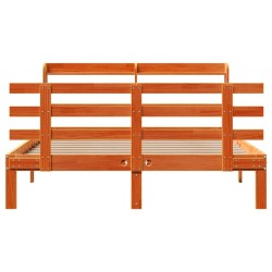 Cadre de lit et tête de lit sans matelas cire marron 120x200 cm 