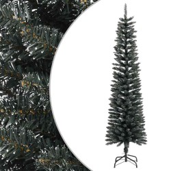 Sapin de Noël artificiel mince avec support Vert 180 cm PVC 