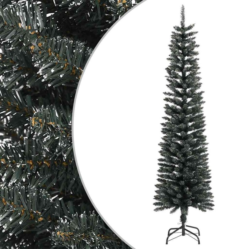 Sapin de Noël artificiel mince avec support Vert 180 cm PVC 