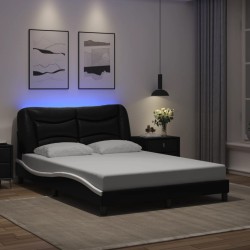 Cadre de lit avec LED sans matelas noir et blanc 140x200 cm 