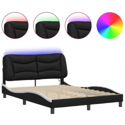 Cadre de lit avec LED sans matelas noir et blanc 140x200 cm 