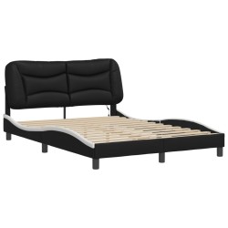 Cadre de lit avec LED sans matelas noir et blanc 140x200 cm 