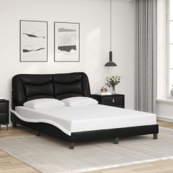 Cadre de lit avec LED sans matelas noir et blanc 140x200 cm 