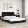 Cadre de lit avec LED sans matelas noir et blanc 140x200 cm 