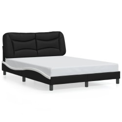Cadre de lit avec LED sans matelas noir et blanc 140x200 cm 