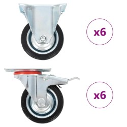 12 pcs Roulettes 75 mm 