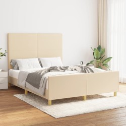 Cadre de lit sans matelas crème 140x190 cm tissu 