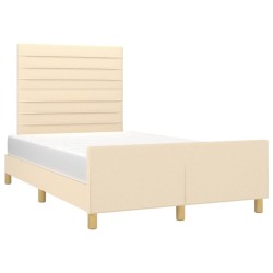 Cadre de lit sans matelas crème 120x200 cm tissu 