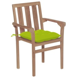 Chaises de jardin lot de 2 avec coussins vert vif Bois de teck 