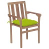Chaises de jardin lot de 2 avec coussins vert vif Bois de teck 