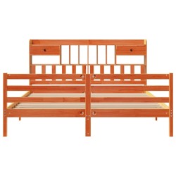 Lit bibliothèque sans matelas cire marron 180x200 cm pin massif 