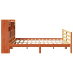 Lit bibliothèque sans matelas cire marron 180x200 cm pin massif 
