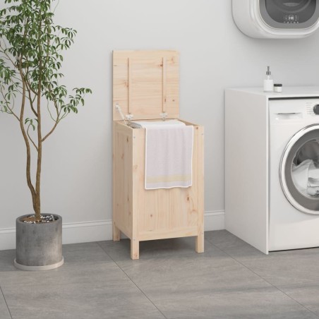 Boîte à linge 44x44x76 cm Bois massif de pin 