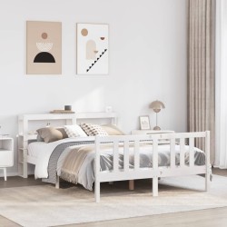 Cadre de lit avec tête de lit sans matelas blanc 150x200 cm 