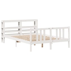 Cadre de lit avec tête de lit sans matelas blanc 150x200 cm 