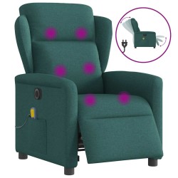 Fauteuil de massage inclinable électrique Vert foncé Tissu 