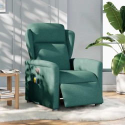 Fauteuil de massage inclinable électrique Vert foncé Tissu 
