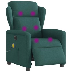 Fauteuil de massage inclinable électrique Vert foncé Tissu 