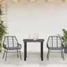 Ensemble à manger de jardin et coussins 3 pcs noir rotin verre 