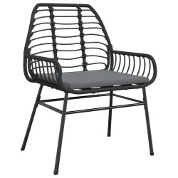 Ensemble à manger de jardin et coussins 3 pcs noir rotin verre 