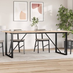 Table à manger cadre en O 200x100x75cm bois de pin massif acier 