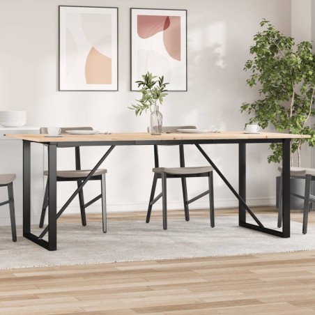 Table à manger cadre en O 200x100x75cm bois de pin massif acier 