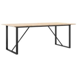 Table à manger cadre en O 200x100x75cm bois de pin massif acier 