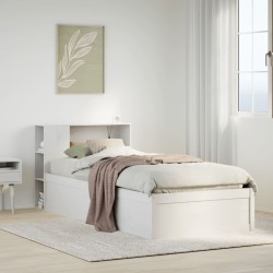 Cadre de lit sans matelas blanc 90x190 cm bois de pin massif 